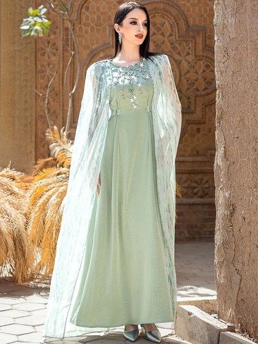 Evening Abaya Women Muslim Long Maxi Dress Turkey Islamic Kaftan Robes Ramadan - Picture 9 of 14