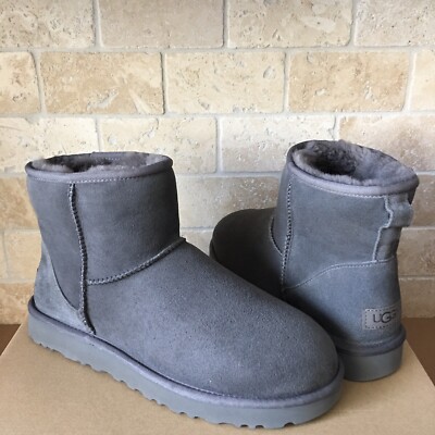 UGG Classic Mini II Grey Gray Water-resistant Suede Ankle Boots Size US  Women