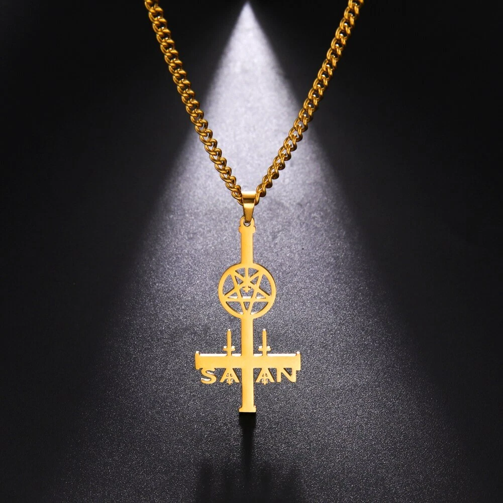 Vintage Cross of St. Peter Pendant Necklaces for Men Stainless Steel Petrine