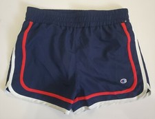 CHAMPION GIRLS PULL UP ACTIVE SHORT - SIZE: MEDIUM - NAVY/RED/WHITE