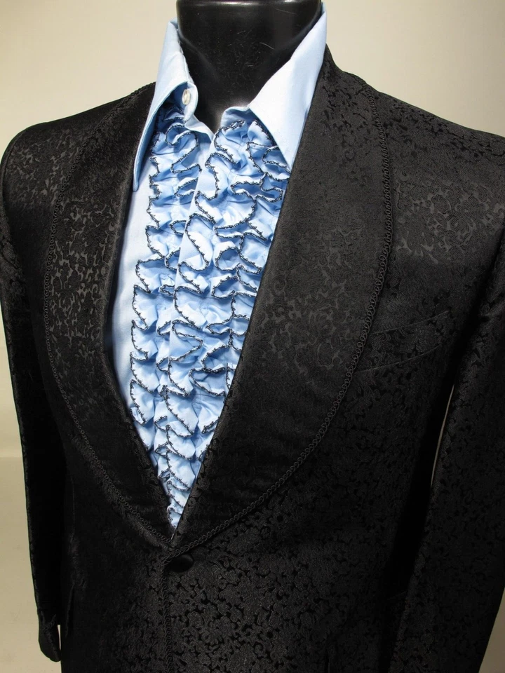 Chaqueta Esmoquin De Colección David Personalizada Sastres Brochado Seda Formal Cena Fumar 38S Foto 2 de 4