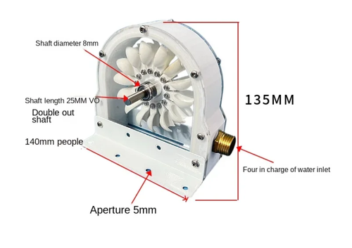Wishcolor 100-300W 500-4000RPM Pelton Ruota Impulso Pelton Turbina con Adattatore - Foto 3 di 11