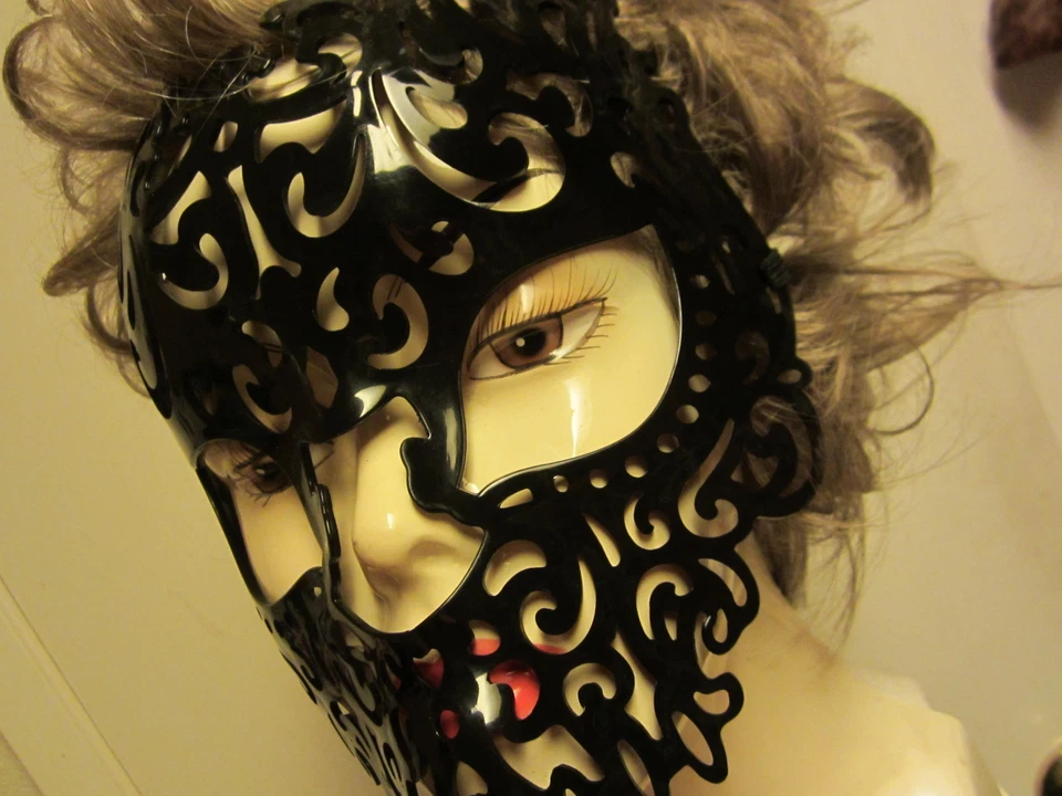 Black Mask Adult Size Costume Elastic Back Plastic Halloween NIP - Image 4 of 4