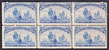 US # 233 *MINT OG NH* {"SCARCE BLOCK OF 6 } 4c FLEET OF COLUMBUS 1893 CV$ 990.00