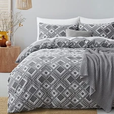 Chic Boho Jacquard with Chenille Tufted 3Pcs Duvet Cover Set Microfiber Bedding