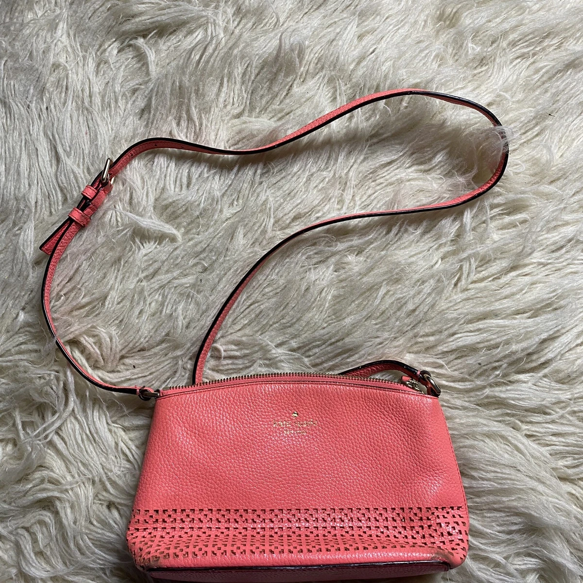 Authentic Kate spade Coral pink leather Millie Wakefield Lane crossbody bag