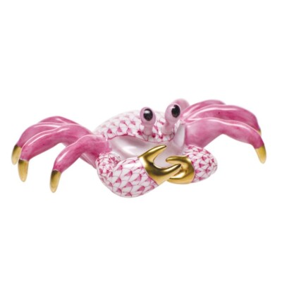 HEREND, CRAB,  RASPBERRY PINK FISHNET #VHP-15096, BRAND NEW,  MINT & BOX!