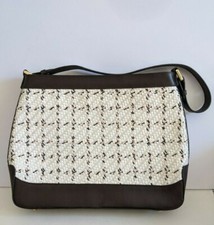 Women's Handbag Genuine Leather - White And Brown