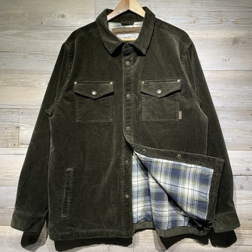 Legendäre Whitetails Cordjacke olivgrün Flanell gefüttert Druckknopfleiste Herren XL
