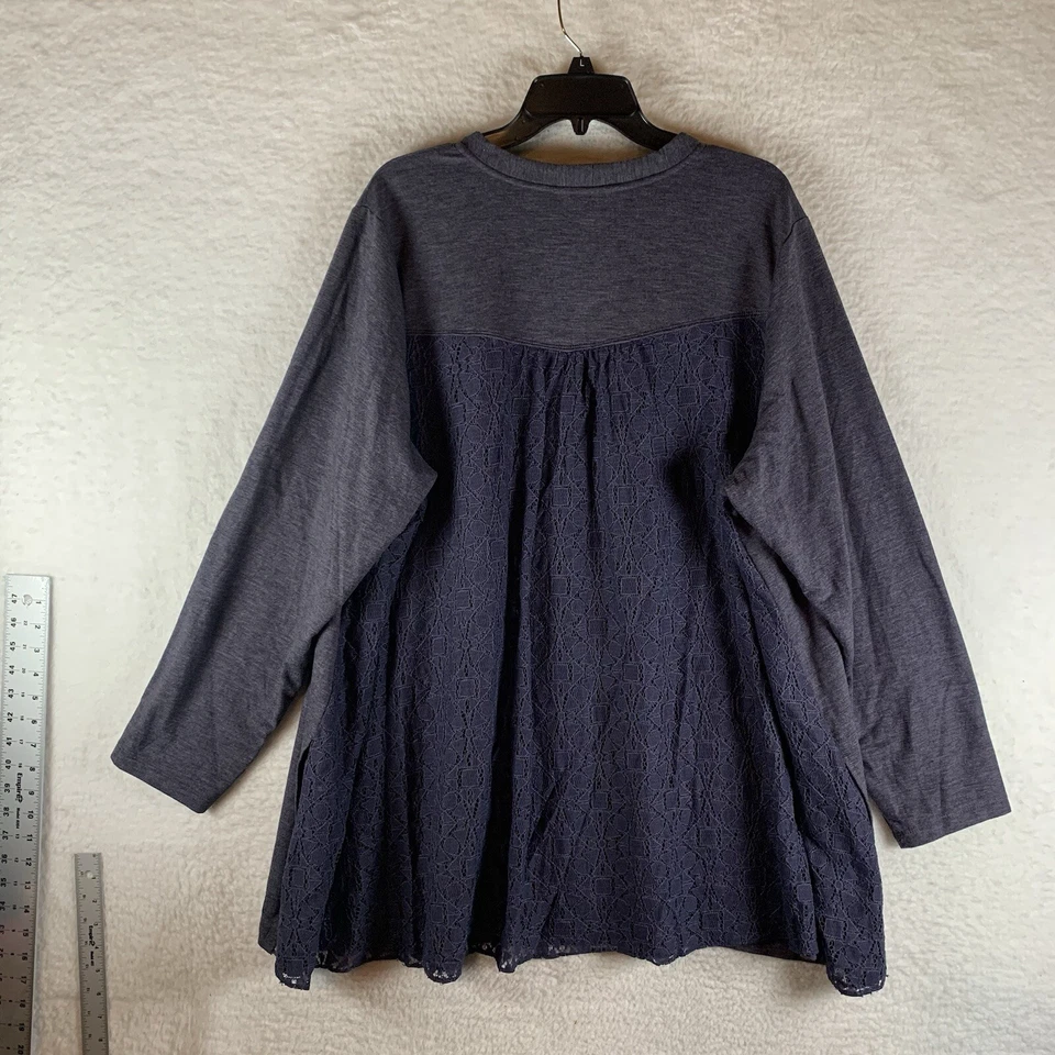 Jaqueta Logo Lounge Lori Goldstein com zíper 3X cinza roxo renda bolsos traseiros aconchegante macio - Imagem 2 de 4