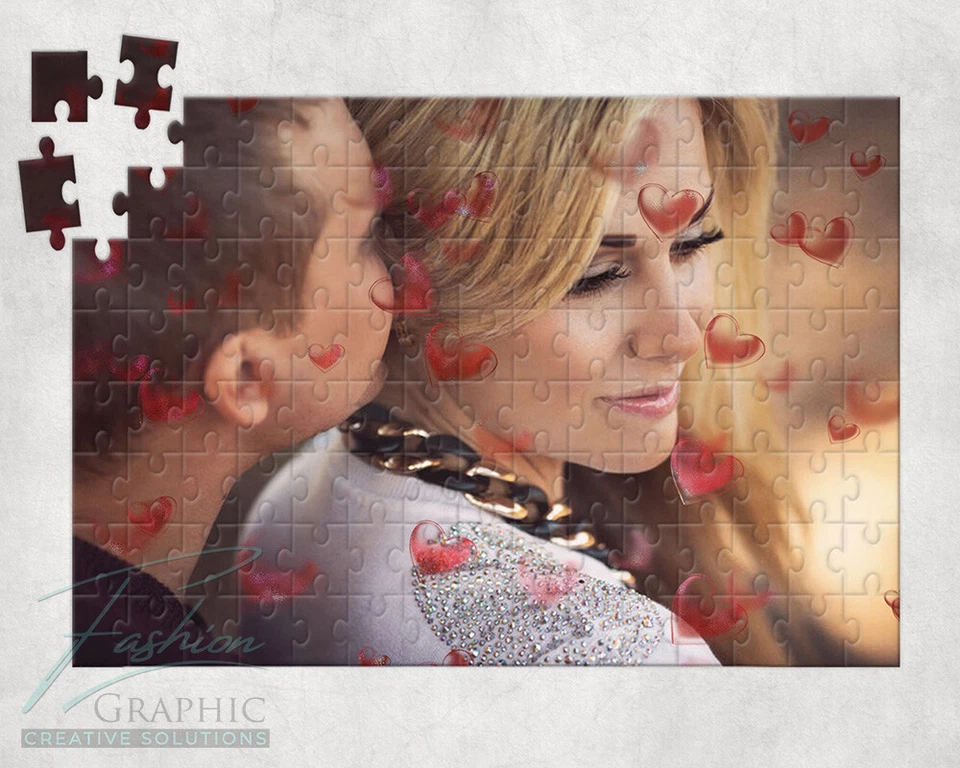 Puzzle personalizzato con FOTO immagine cuori coppia fidanzati san valentino A4 - Immagine 2 di 4