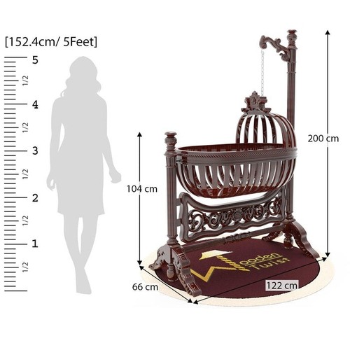 Royal Teak Wood Baby Cradle (Walnut Finish) - Picture 3 of 12