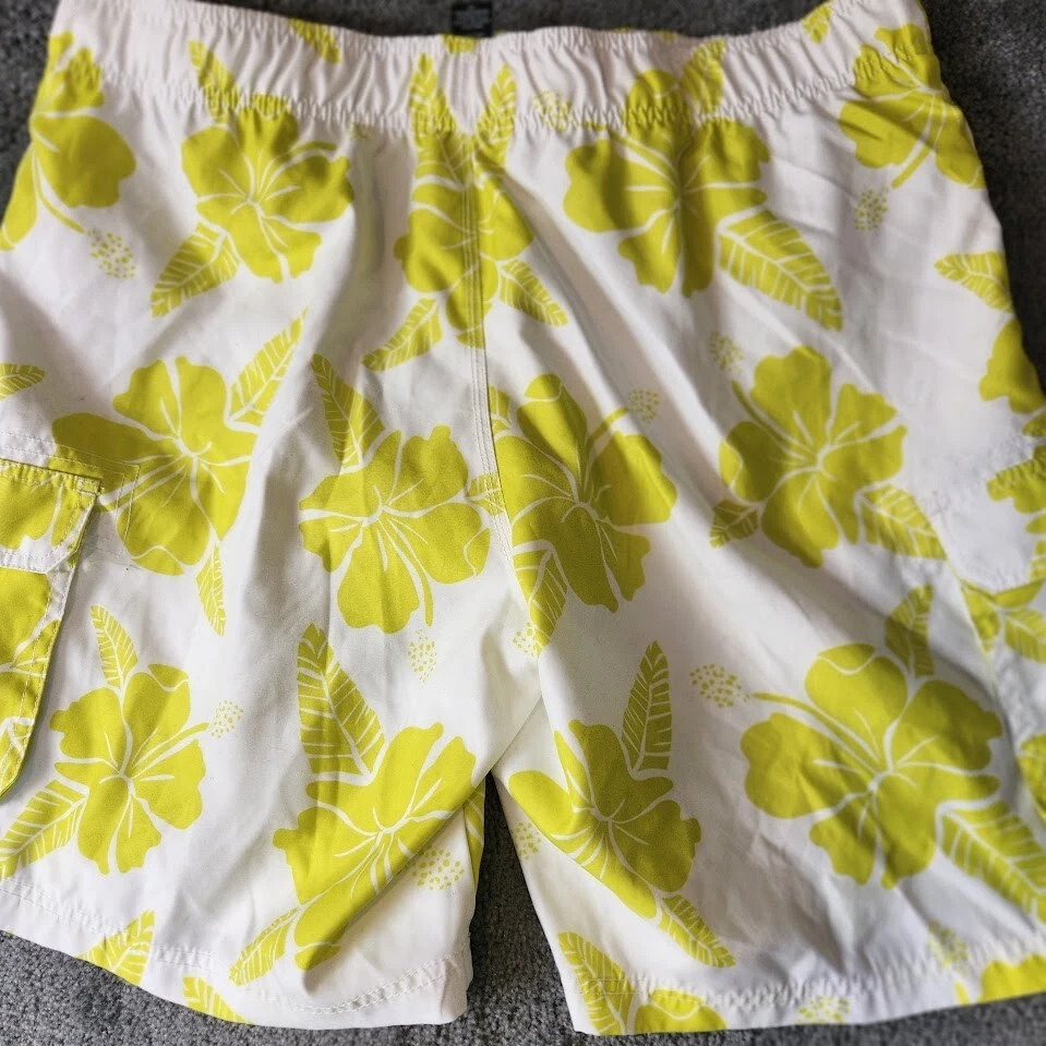 Pantalones cortos de natación Op Ocean Pacific para hombre talla 40-42 bolsillos amarillo blanco Foto 2 de 4