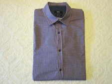 Pre owned Hugo Boss 100% Cotton Tapered Regular Fit Stretchy Casual Shirt Sz L
