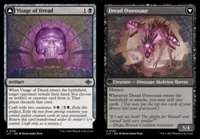 1x Visage of Dread // Dread Osseosaur NM Eng MTG - Lost Caverns of