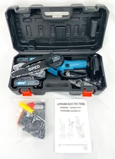 GPED Mini Electric Chainsaw 6" Portable Cordless Tool Tree Saw - Blue - NIB