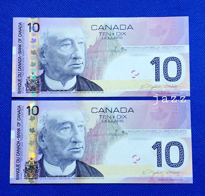 2005 Canada $10 Ten Dollar Banknote Sequential Old Paper Money