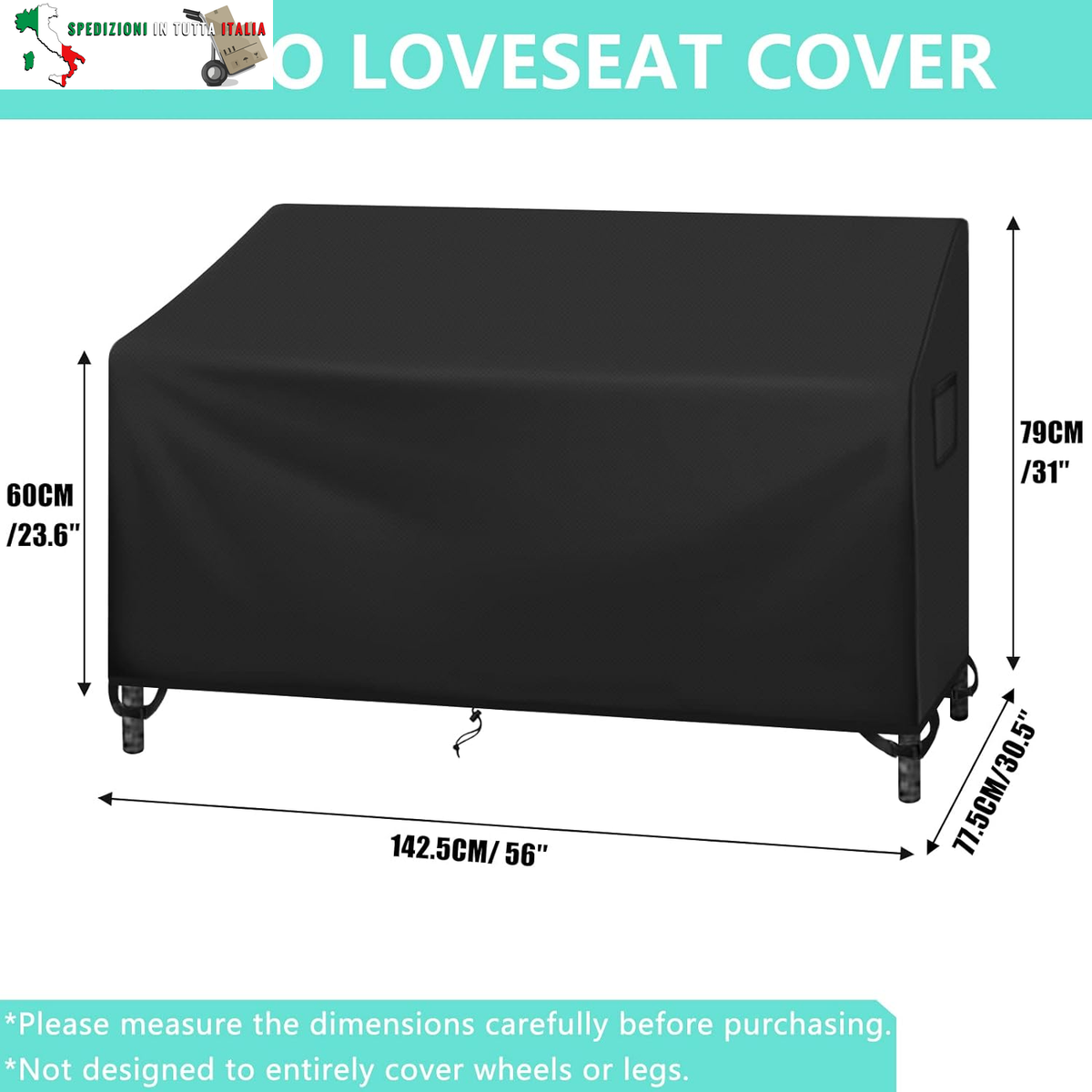 Set 4 Coperture Impermeabili Per Mobili Da Giardino - Kovshuiwe Nero, Protezione UV Per Divano, Poltrone E Tavolino - Foto 10