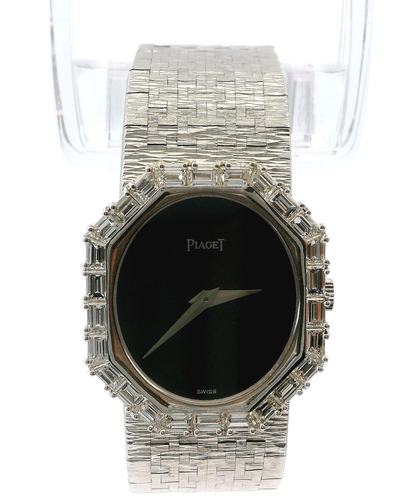 Piaget — Piaget Octagonal Diamond 9341 A6 18K White Gold Onyx Dial Ladies Watch
