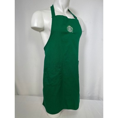 Starbucks Green Barista Apron Embroidered Logo Neck Tie Pockets