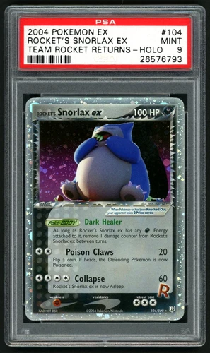 POKEMON ROCKET'S SNORLAX EX 2004 TEAM ROCKET RETURNS #104 HOLO PSA 9
