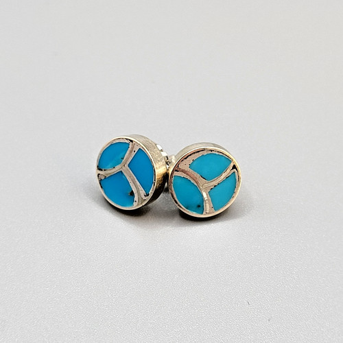 Turquoise Sterling Silver Inlay Earrings, Zuni EB24