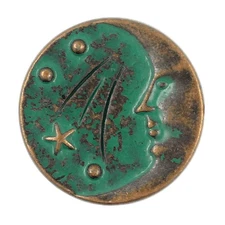 Antique Brass Metal Shank Buttons, 12 PCS 20mm 3/4 inch, Starry Night Moon