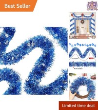 Blue Snowflake Tinsel Garland Winter Wonderland Decorations 3 Pack 19.7 FT