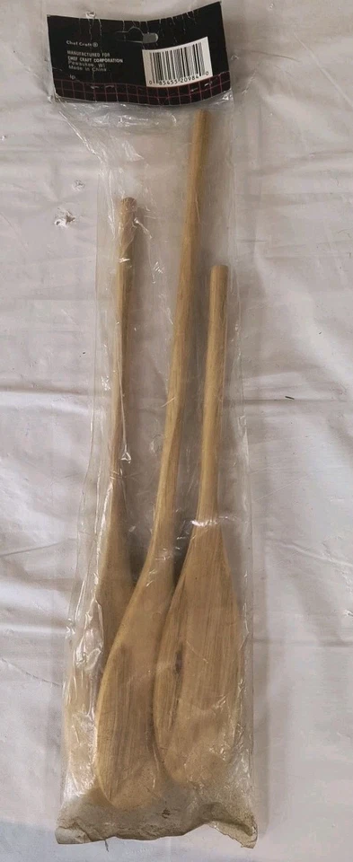 Chef Craft 3pc Beechwood Wooden Kitchen Mixing Spoon Set - 10", 12" & 14" Long - Image 2 of 2
