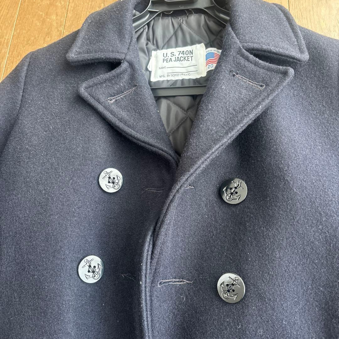 Schott Schott Made In Usa Wool Blend U.S.740N Pea Coat 20 Dark Navy