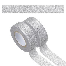 2 Roll Glitter Paper Washi Tape, Washi Decorative Tape for Crafts, Silver