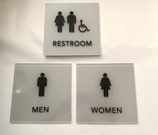 ADA restroom signs Men's, Women's, Unisex Handicap Used Acrylic Braille/3D Text
