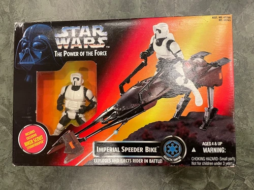 Star Wars POTF Imperial Speeder Bike & Biker Scout 3.75" Figure Set Kenner NEW