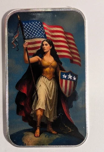 Lady Columbia Colorized Scottsdale Mint 1 oz .999 Silver Round - A960