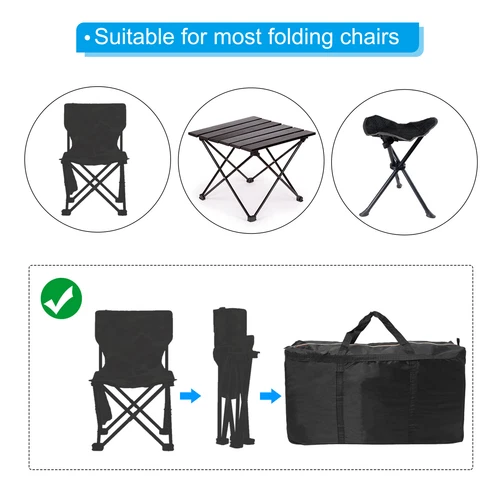 2Pcs 35x10x21" Camp Chair Replacement Bag Large Waterproof Storage Bag Black - Picture 4 of 8