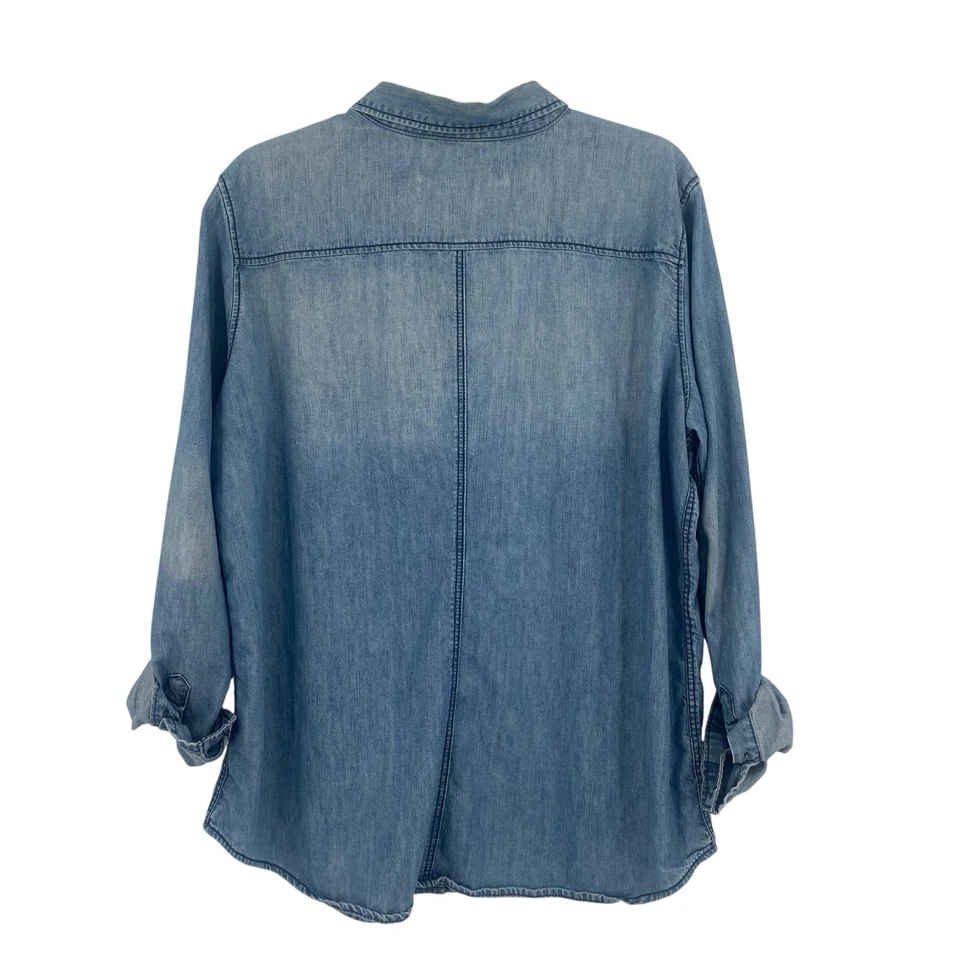 Camisa Joe Fresh XL Coastal Vaquera Cambray Abotonada Pestaña Enrollable Manga Ropa de Rancho Foto 2 de 4