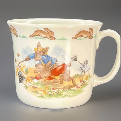 Royal Doulton BunnyKins Mug Windy Day Bunny Rabbits Rain Wind Umbrella Vintage