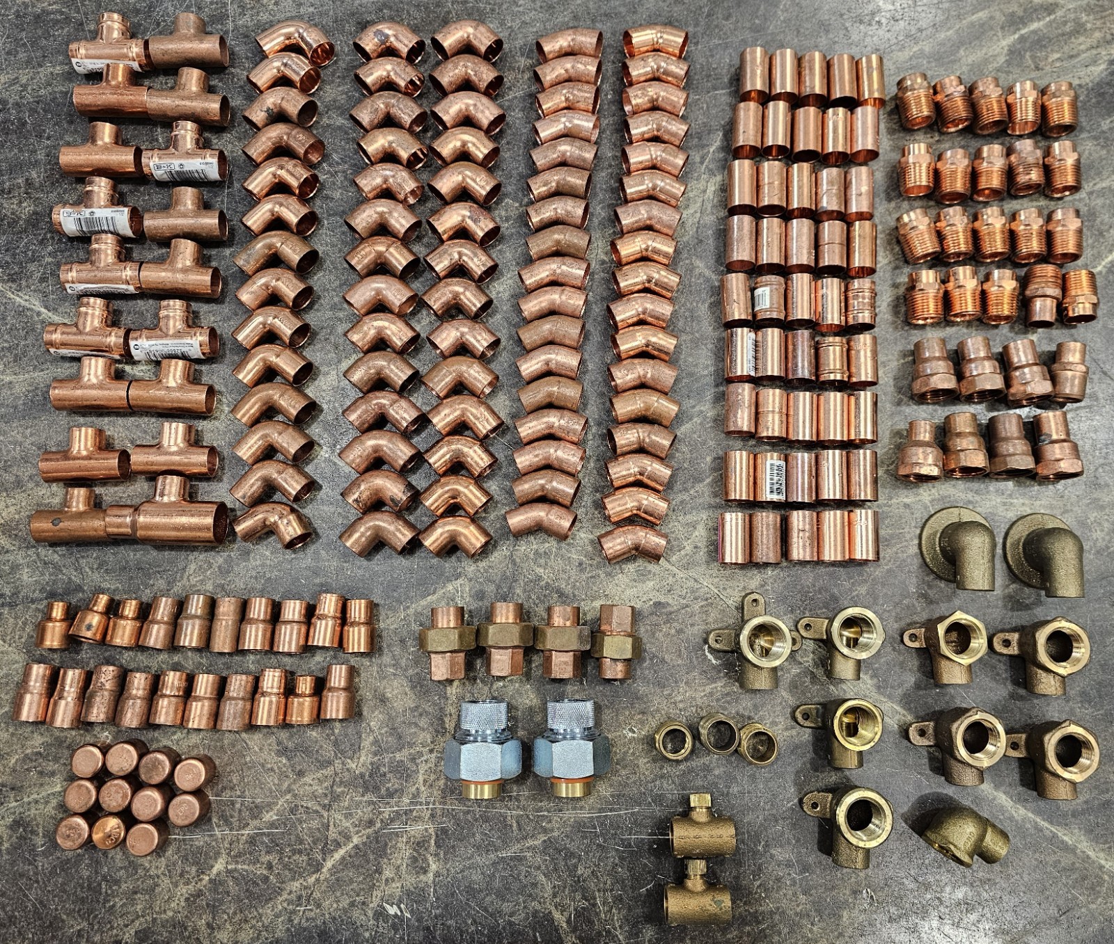(LOT OF 220) 1/2" Copper Sweat Solder ~ Tees, Couplings, Elbows, Reducers, etc.