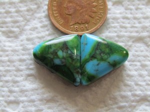 2 Blue Green Turquoise Cabs 13 carats Matching set Cabochons