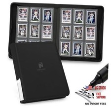 Toploader Binder,with 324 Card Slots for 3" x 4" Rigid Cards,PU 9 Pocket Black