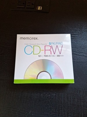 Memorex 5 Pack High Speed Blank CD-RW 12x 700MB/Mo 80 Minutes *Sealed*