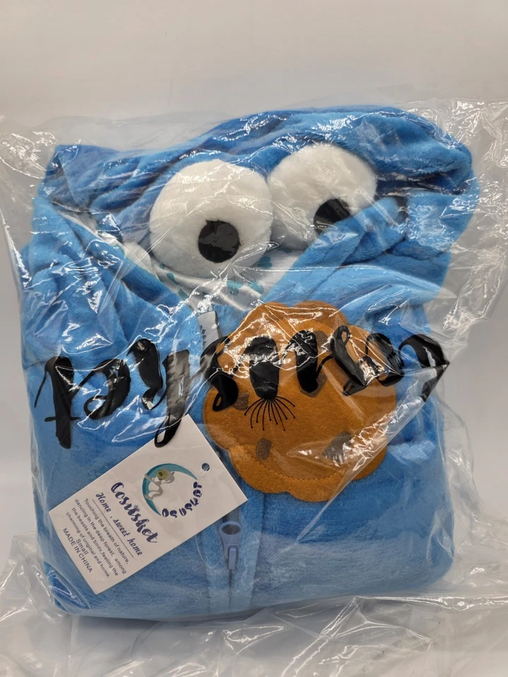 Disfraz de Monstruo Galleta Halloween Adulto Talla Pequeña Azul Polar Con Capucha Una Pieza Foto 4 de 4