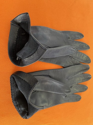Elegante Lederhandschuhe Damen dunkelblau 7 - Bild 8 von 8