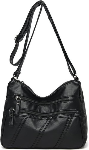 Women Crossbody Shoulder Bag Soft PU Leather Handbags Black-style3