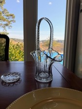 Vintage Duncan and Miller Glass Bridal Basket- Large