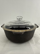 Vintage Wagner Ware Cast Iron 5Qt Dutch Oven With Orig Glass Lid Made in the USA
