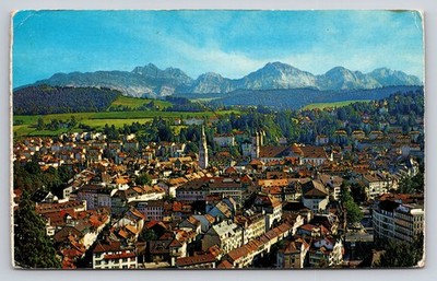 St. Gallen Switzerland Old City & Säntis Alps Vintage Postcard Rowa Card