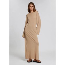 & Other Stories Stockholm Atelier Beige Knit Scoop Back Maxi Dress Small