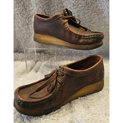 CLARKS 38257 Padmora Wallabee Beeswax Leather Shoes - Brown - Women's Sz: 7.5M