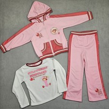 Vintage Y2K Strawberry Shortcake Tracksuit Girl 4T Jacket Pants Pink Outfit 2006